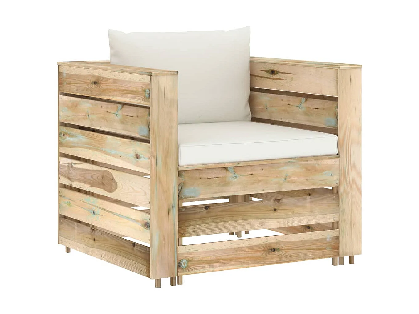 Salon de jardin 2 pcs avec coussins Bois imprégné de vert 4