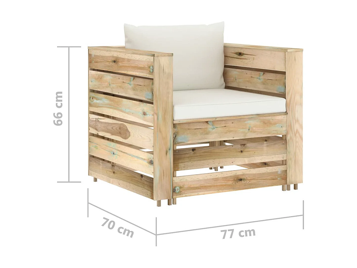 Salon de jardin 2 pcs avec coussins Bois imprégné de vert 4