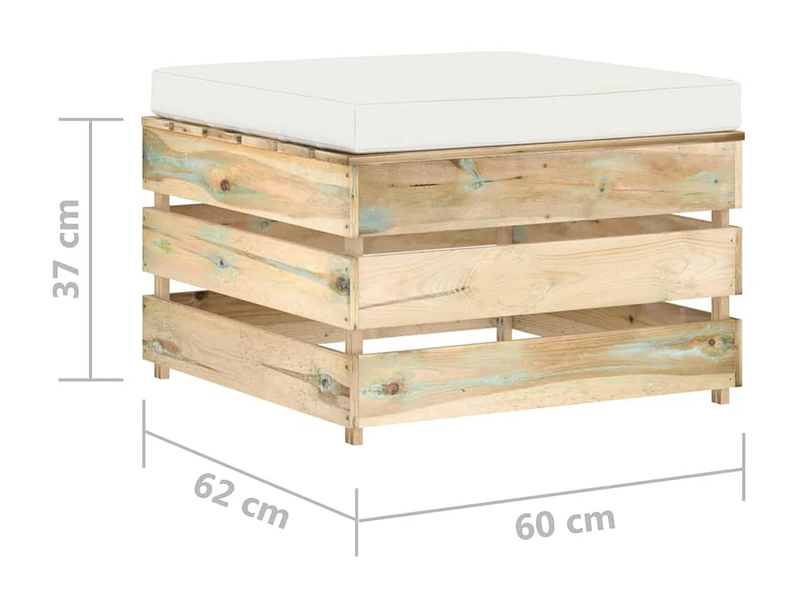 Salon de jardin 2 pcs avec coussins Bois imprégné de vert 4