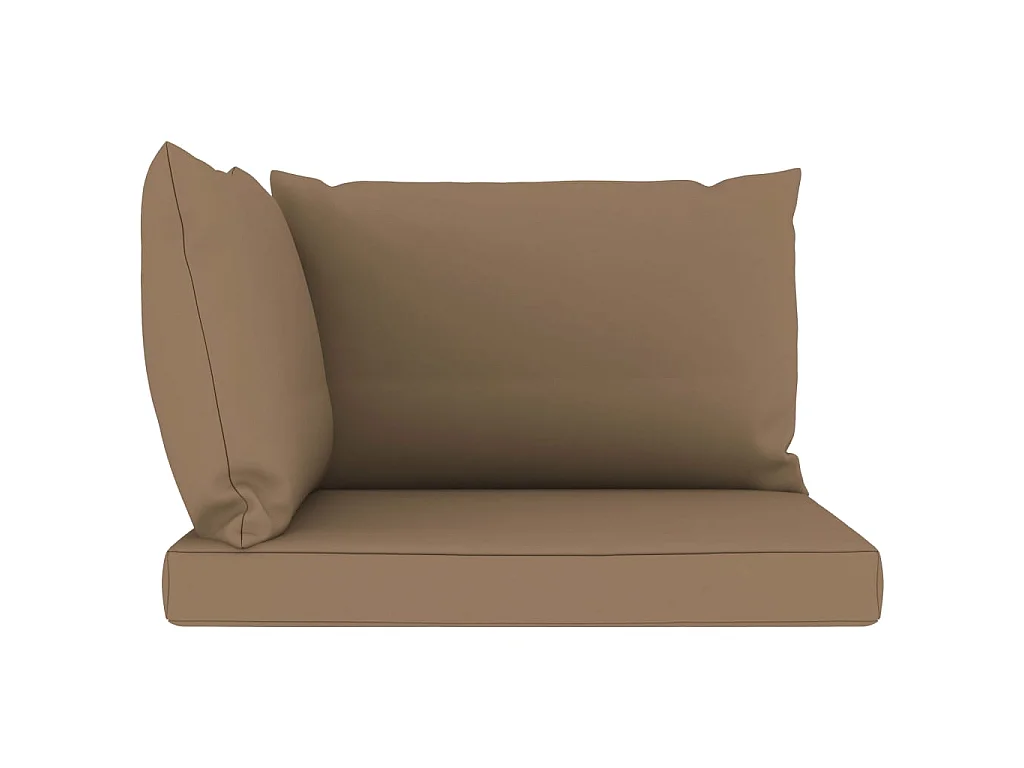 Canapé palette de jardin 2 places et coussins taupe Pinède