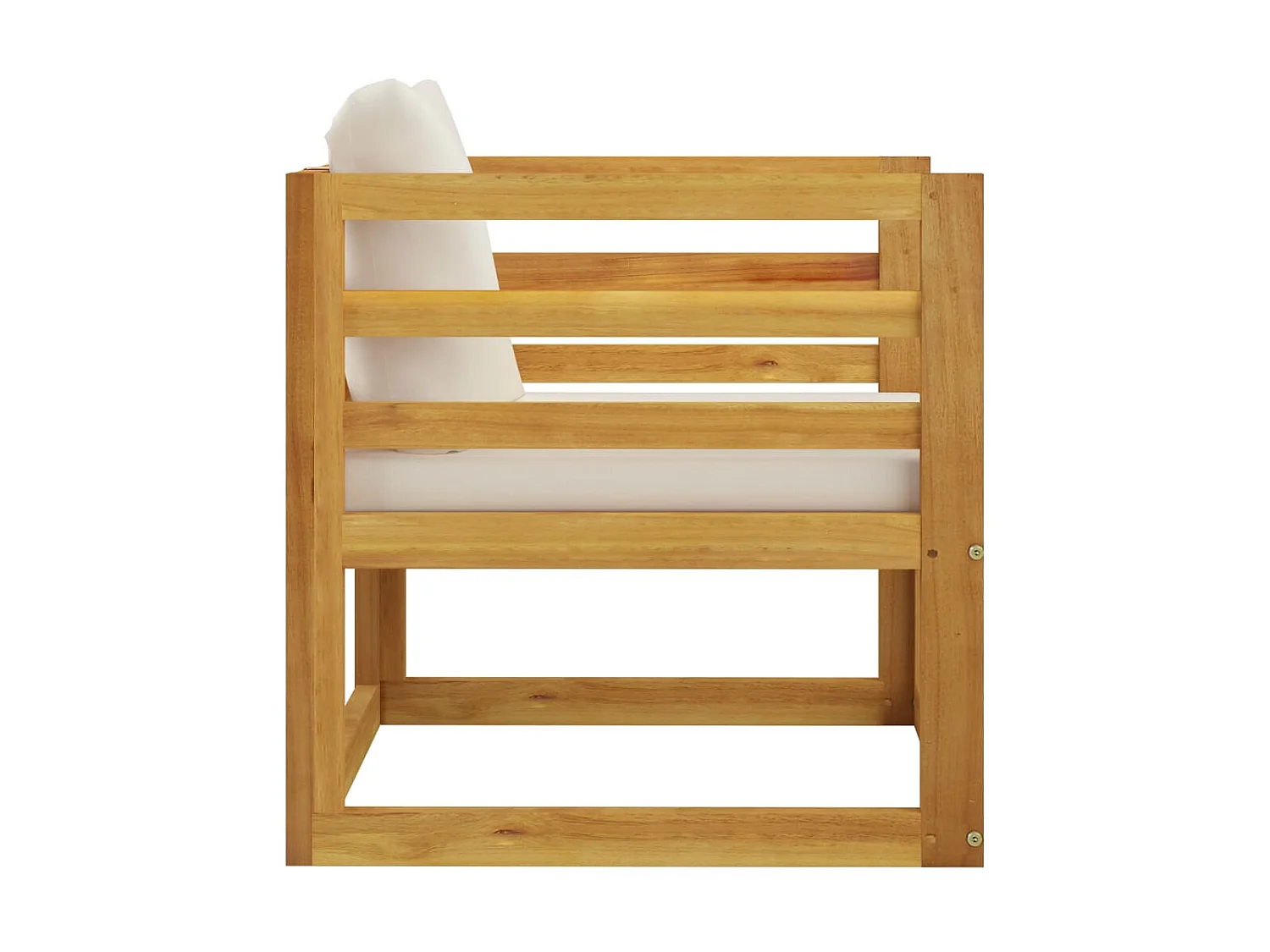 Salon de jardin 5 pcs avec coussin Crème Bois d'acacia solide 4