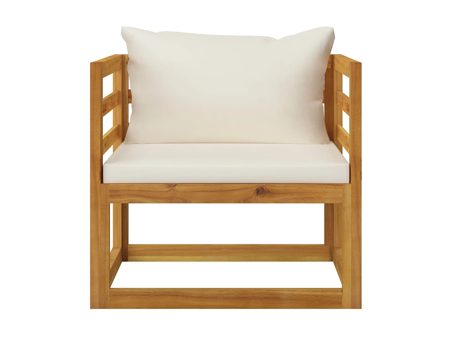 Salon de jardin 5 pcs avec coussin Crème Bois d'acacia solide 4