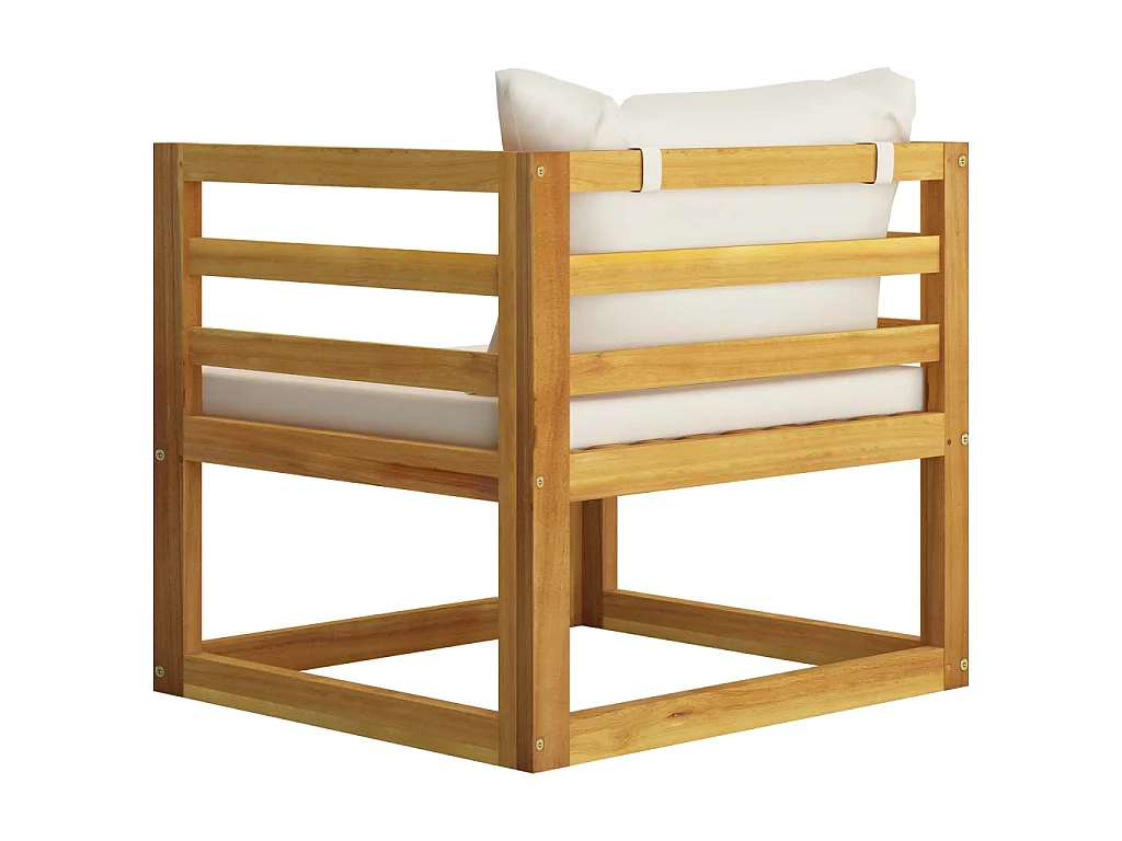Salon de jardin 5 pcs avec coussin Crème Bois d'acacia solide 4