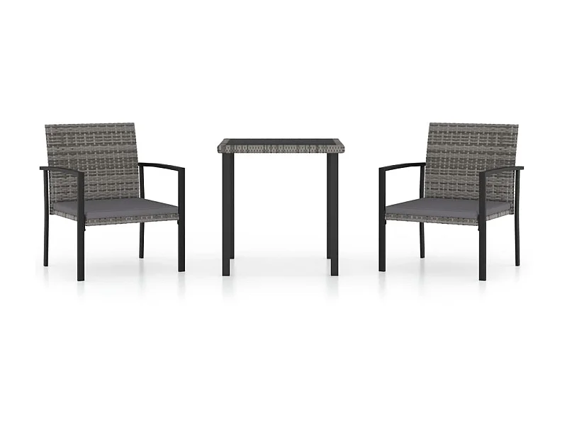 Ensemble de salle à manger de jardin 3 pcs Résine tressée Gris 2