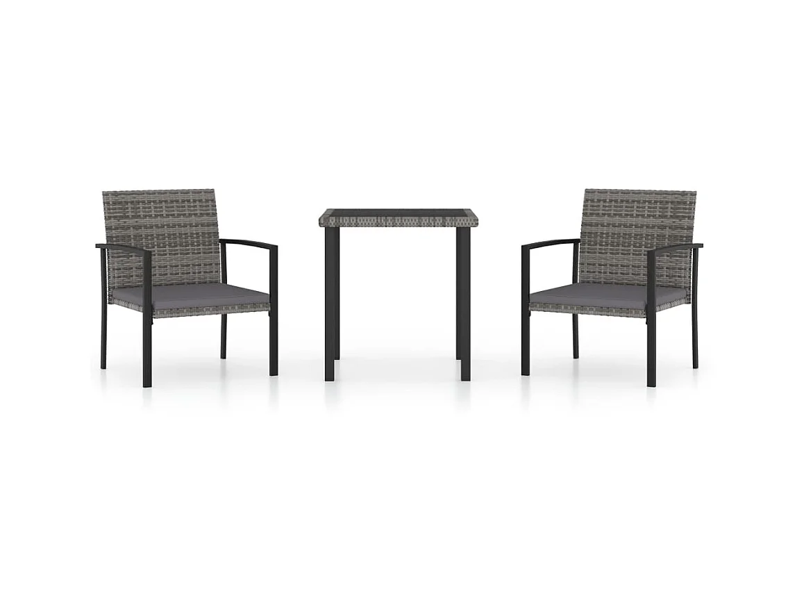 Ensemble de salle à manger de jardin 3 pcs Résine tressée Gris 2