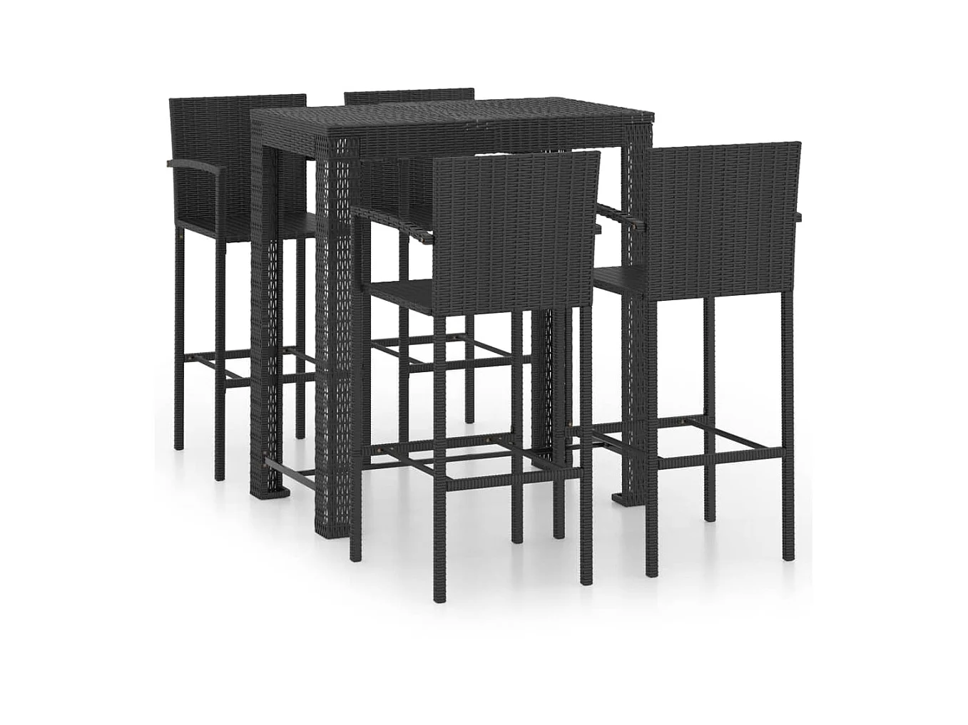 Jeu de bar de jardin 5 pcs avec accoudoirs Résine tressée Noir 2