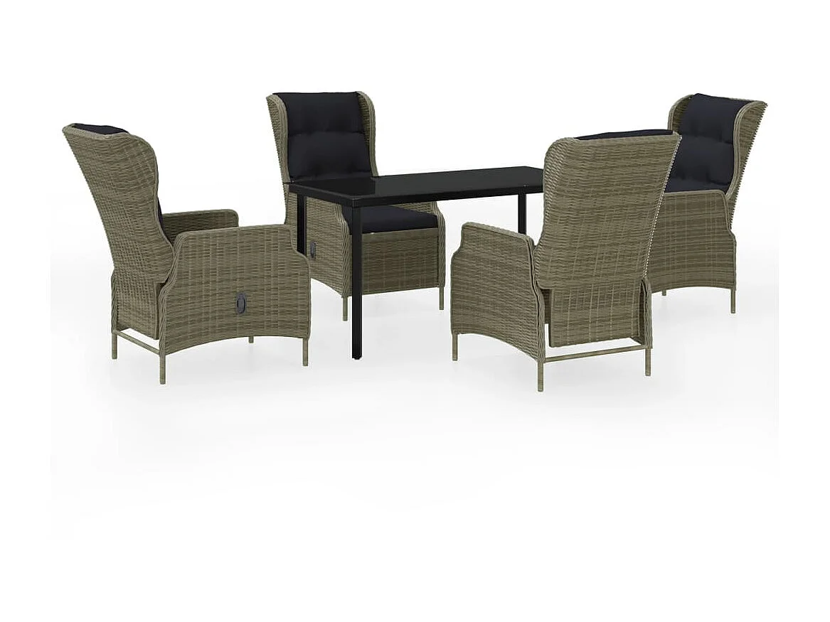 Ensemble de salle à manger de jardin 5 pcs Marron 6