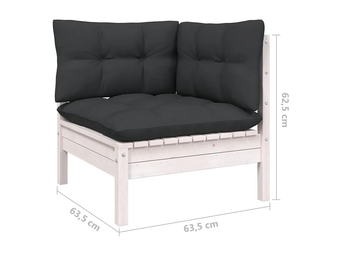 Salon de jardin 7 pcs avec coussins Blanc Bois de pin 3