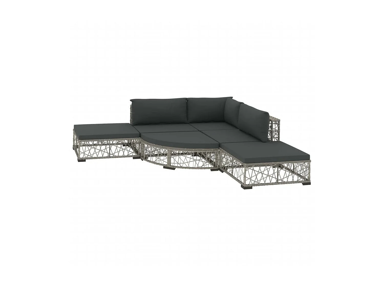 Salon de jardin 6 pcs avec coussins Résine tressée Gris 14