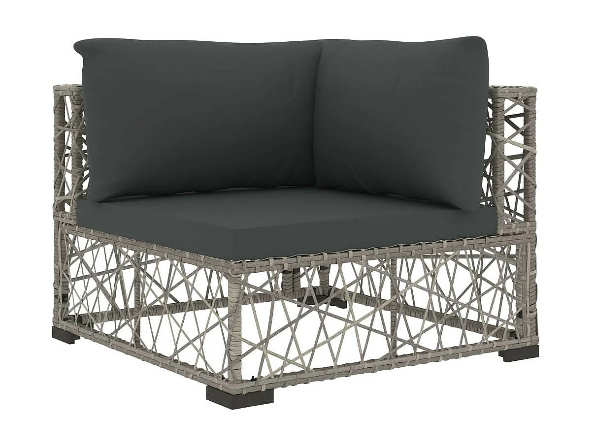 Salon de jardin 6 pcs avec coussins Résine tressée Gris 14