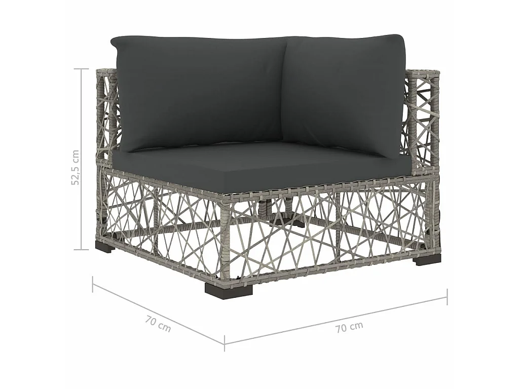 Salon de jardin 6 pcs avec coussins Résine tressée Gris 14