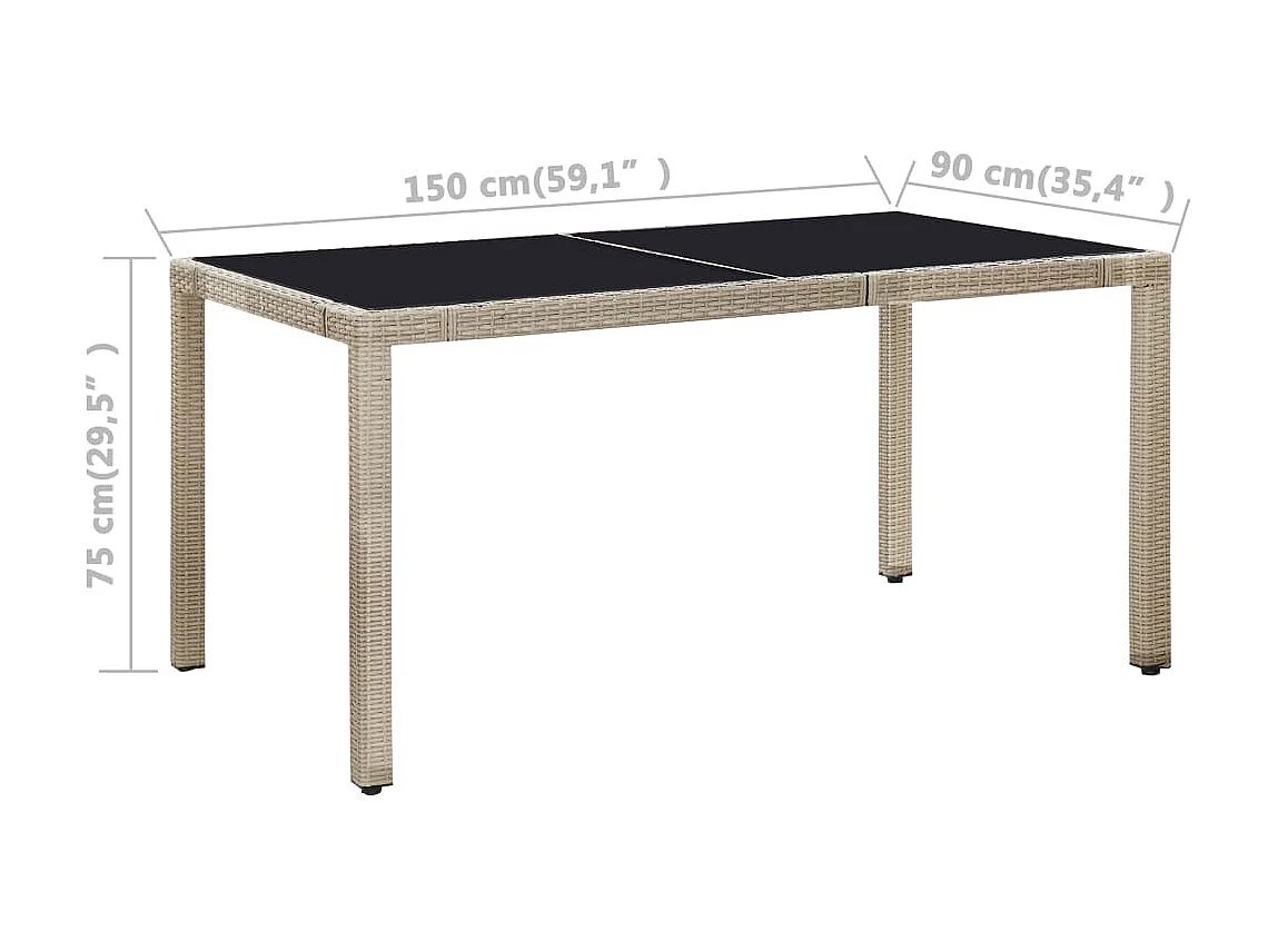 Salon de jardin avec coussins 7 pcs Résine tressée Beige