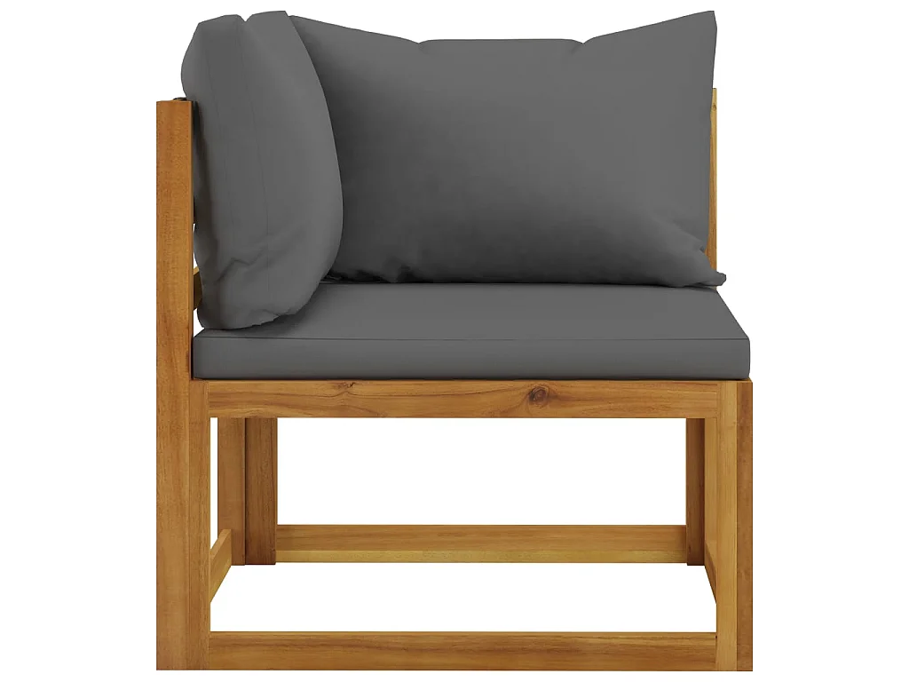 Muebles de jardín 7 pzas cojines madera maciza de acacia Gris