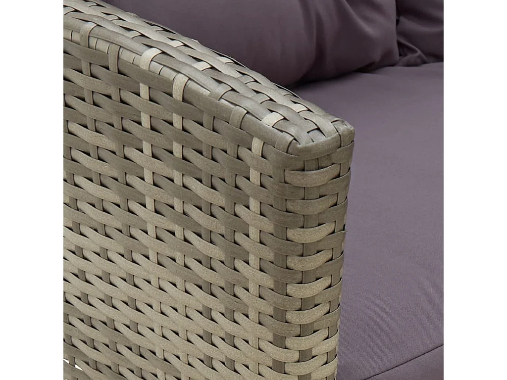 Salon de jardin 2 pcs avec coussins Résine tressée Gris