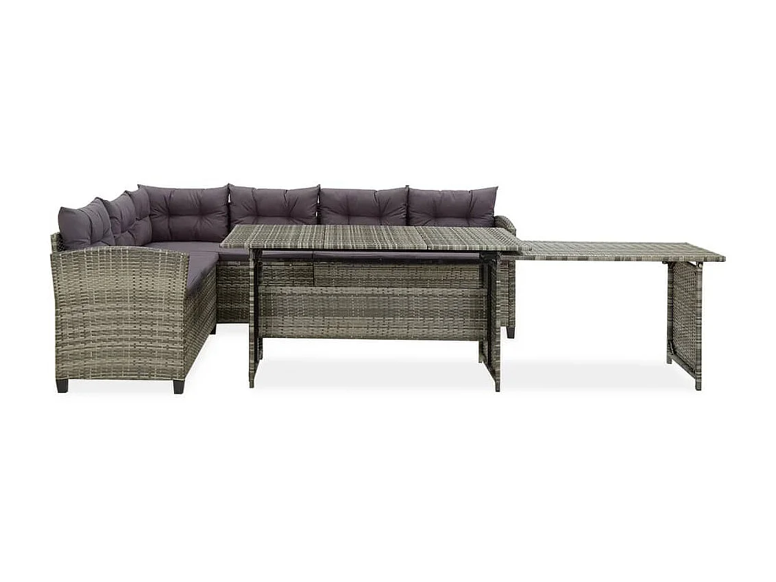 Salon de jardin 2 pcs avec coussins Résine tressée Gris