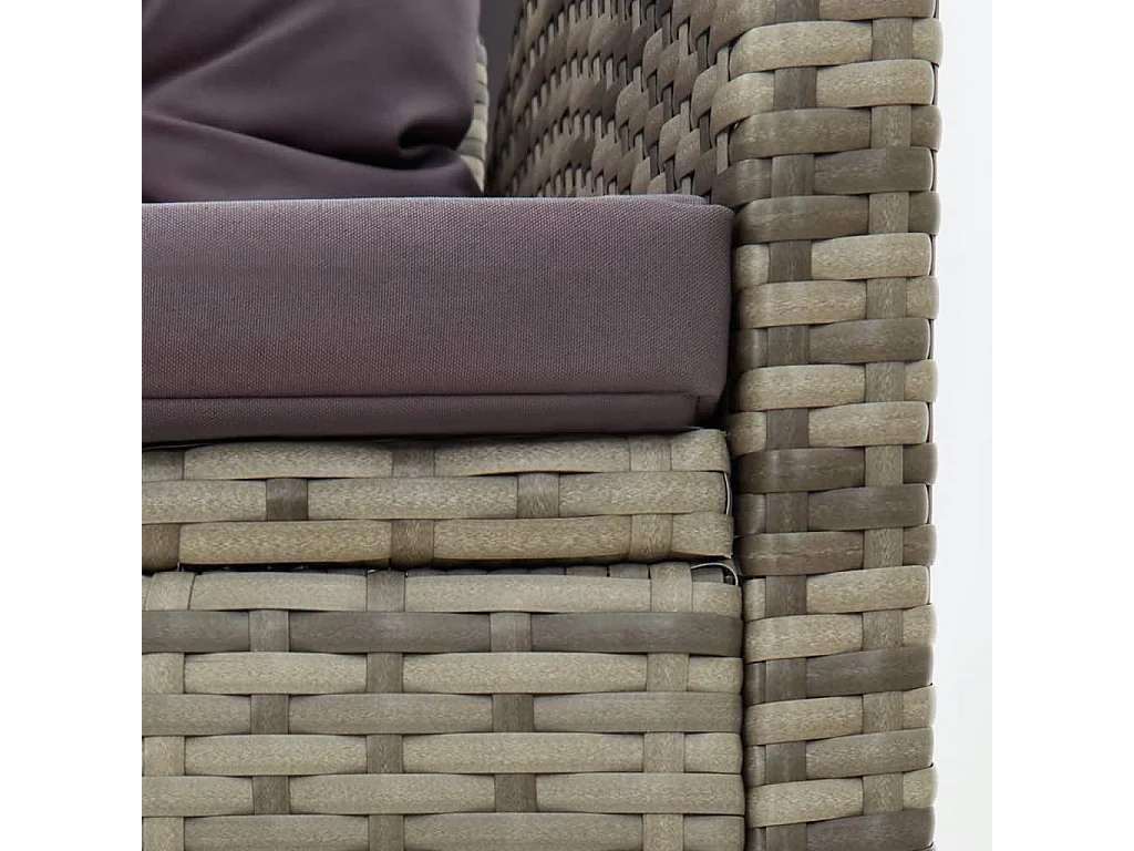 Salon de jardin 2 pcs avec coussins Résine tressée Gris