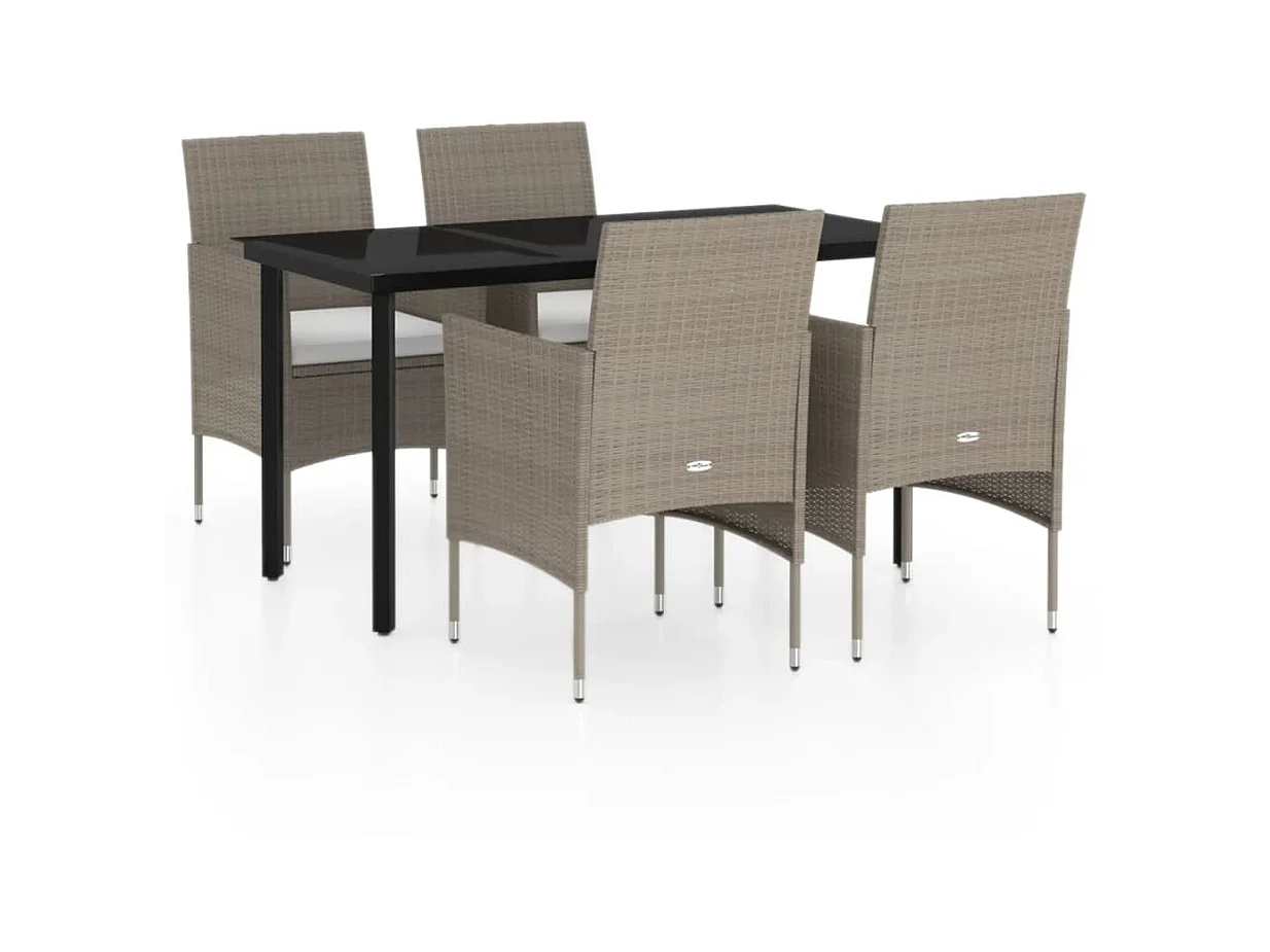 Mobilier de salle à manger de jardin coussins 5 pcs Beige-noir 2