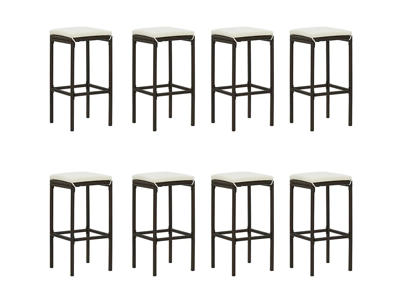 Meuble de bar de jardin 9 pcs et coussins Résine tressée Marron