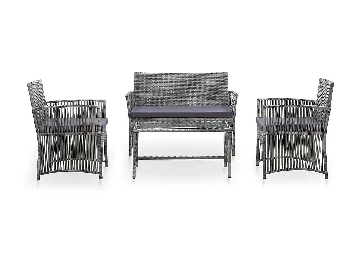 Salon de jardin 4 pcs avec coussin Résine tressée Anthracite