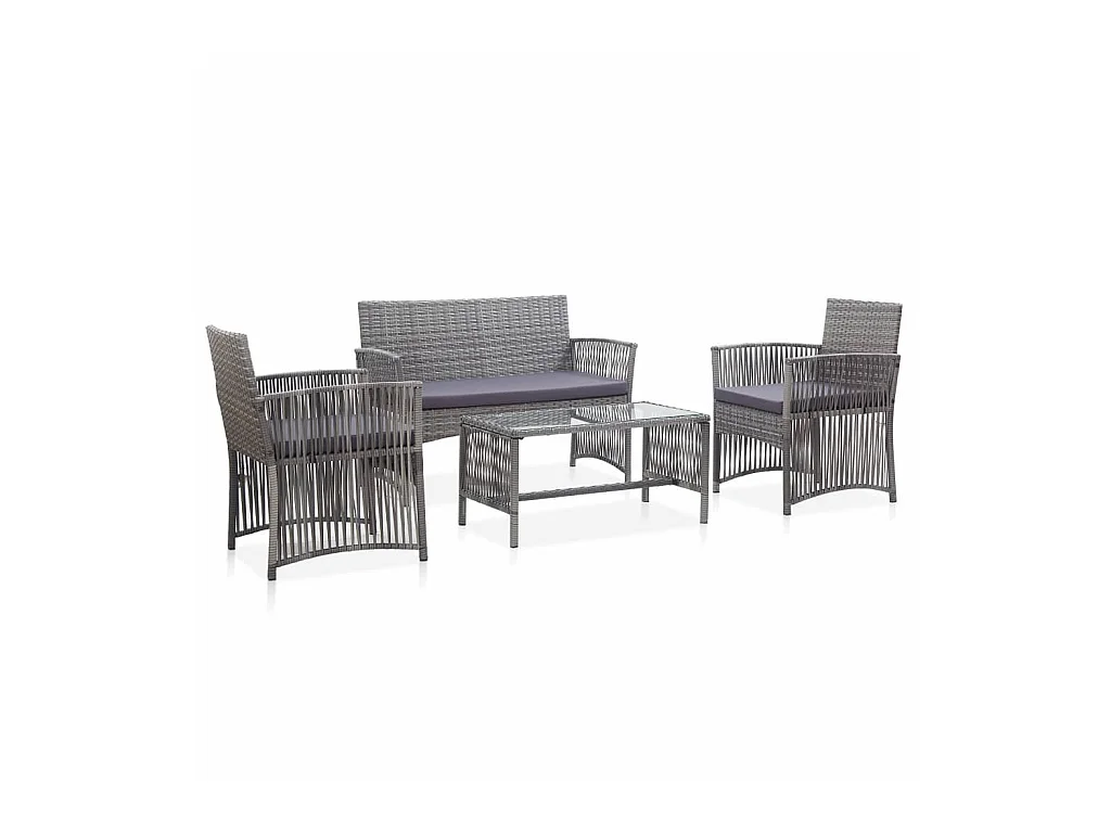 Salon de jardin 4 pcs avec coussin Résine tressée Anthracite