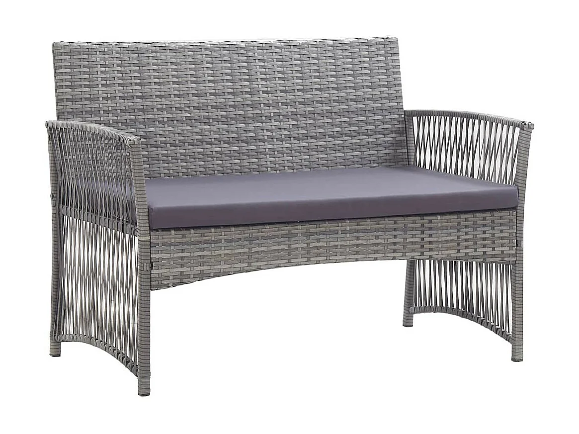 Salon de jardin 4 pcs avec coussin Résine tressée Anthracite