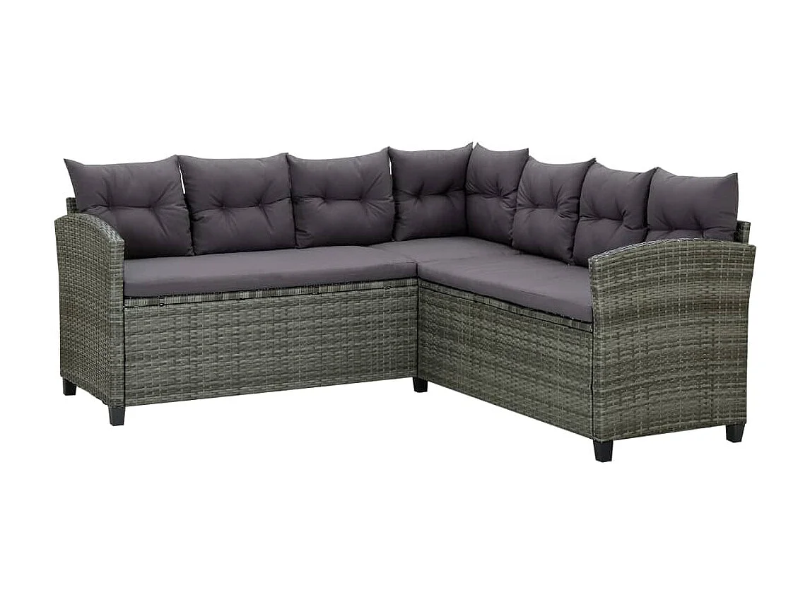 Salon de jardin 6 pcs avec coussins Résine tressée Gris 41