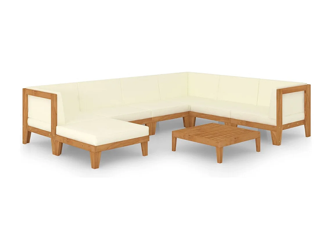 Salon de jardin 8 pcs avec coussins Bois d'acacia solide 7