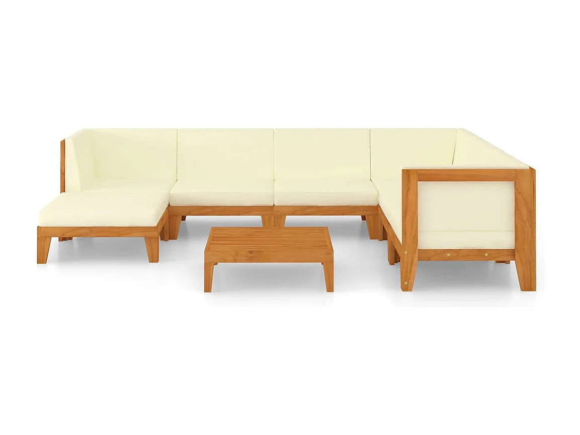 Salon de jardin 8 pcs avec coussins Bois d'acacia solide 7