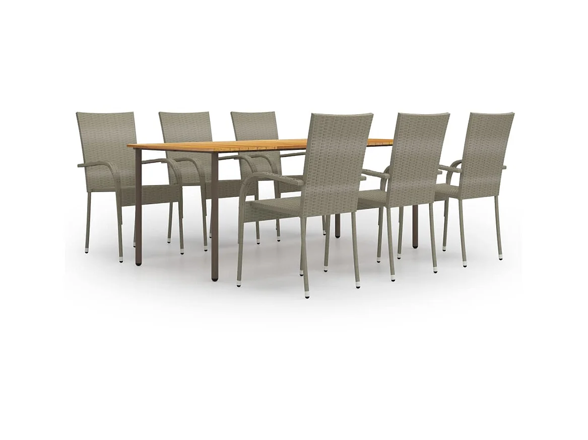 Ensemble de salle à manger de jardin 7 pcs Résine tressée Gris 9