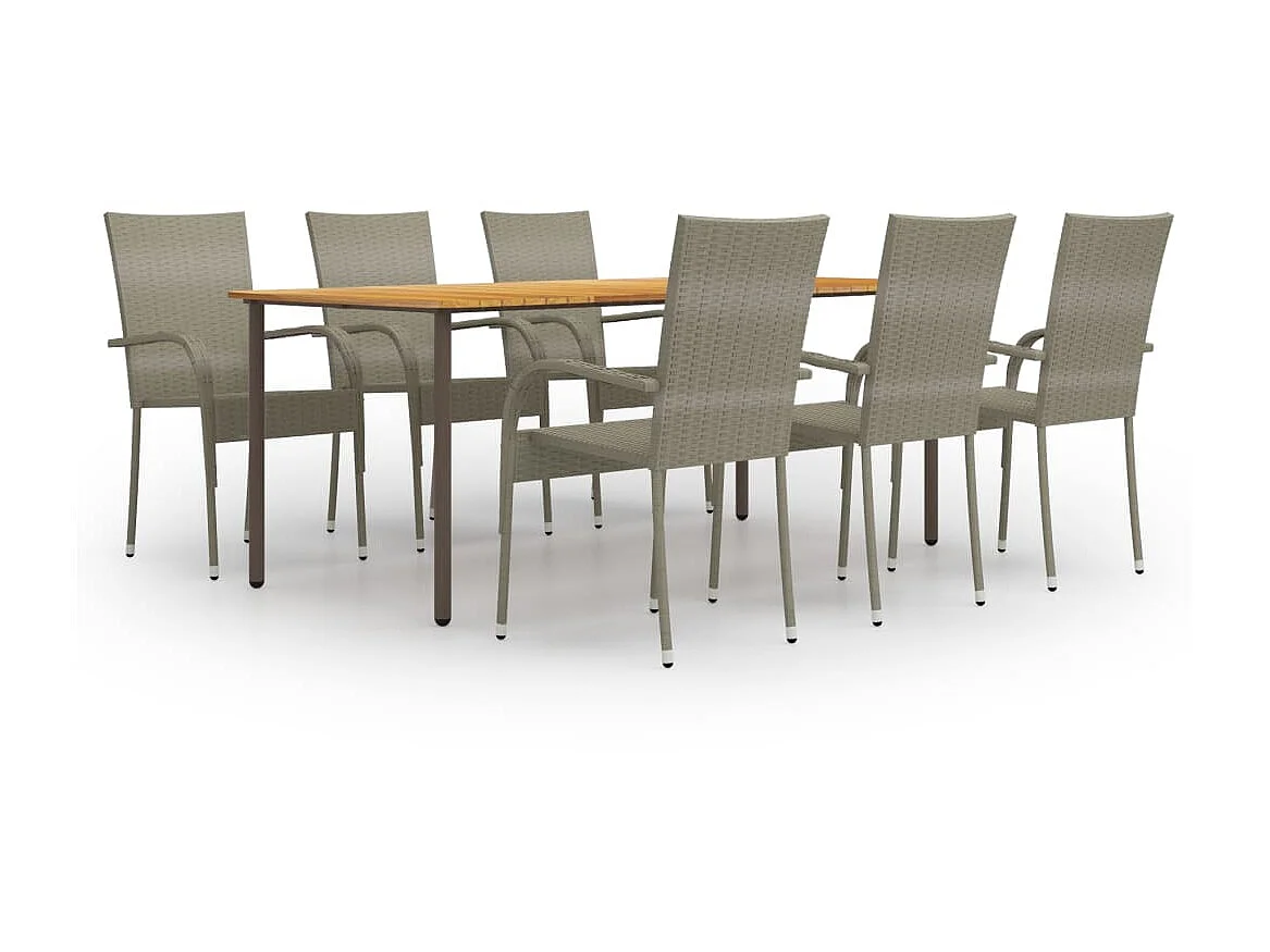 Ensemble de salle à manger de jardin 7 pcs Résine tressée Gris 9