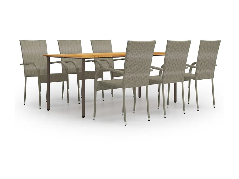 Ensemble de salle à manger de jardin 7 pcs Résine tressée Gris 9