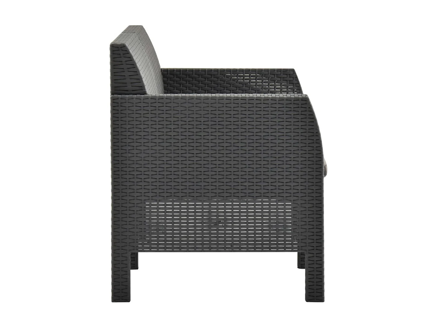 Salon de jardin 3 pcs avec coussins PP Anthracite