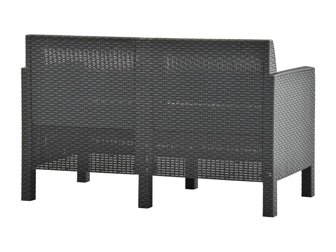 Salon de jardin 3 pcs avec coussins PP Anthracite