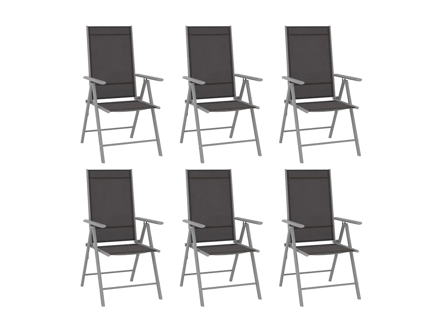 Ensemble à dîner de jardin 7 pcs Aluminium Argenté et noir