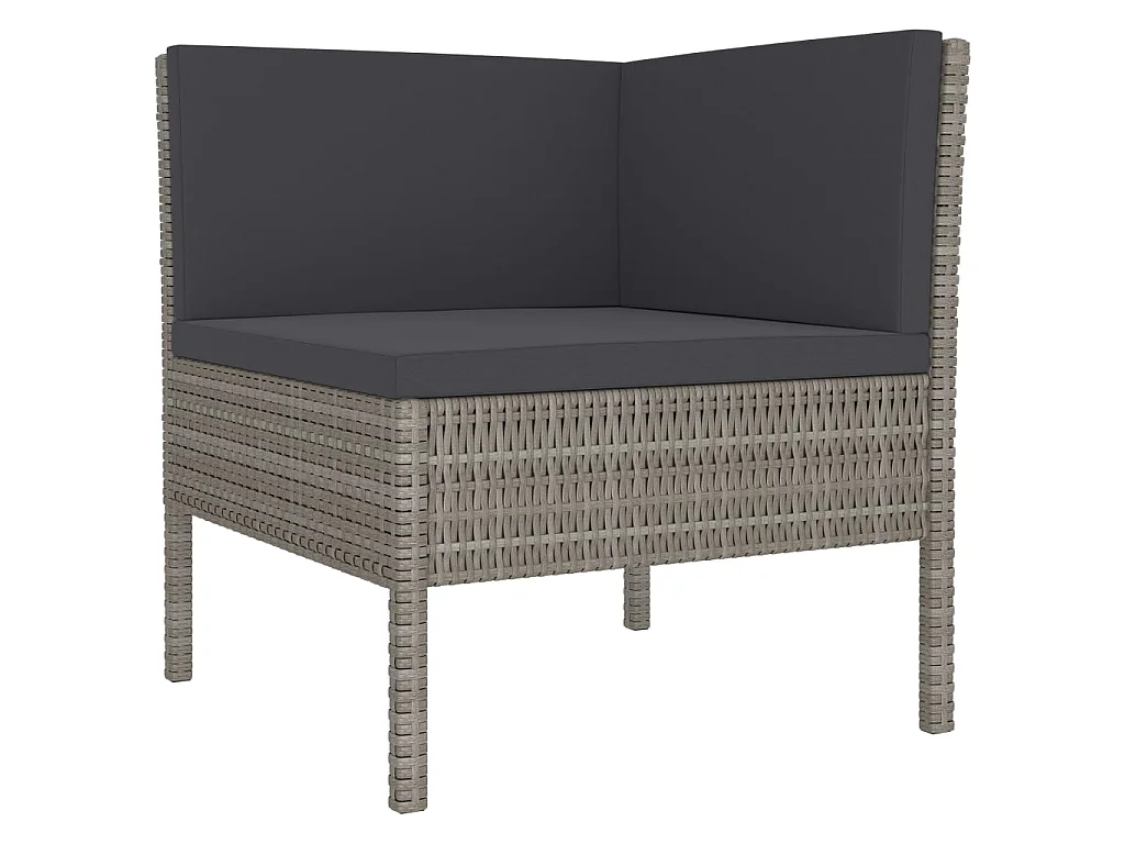 Set de muebles de jardín 2 pzas y cojines ratán sintético gris