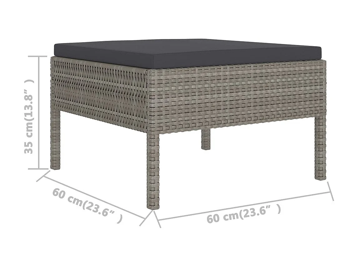 Set de muebles de jardín 2 pzas y cojines ratán sintético gris