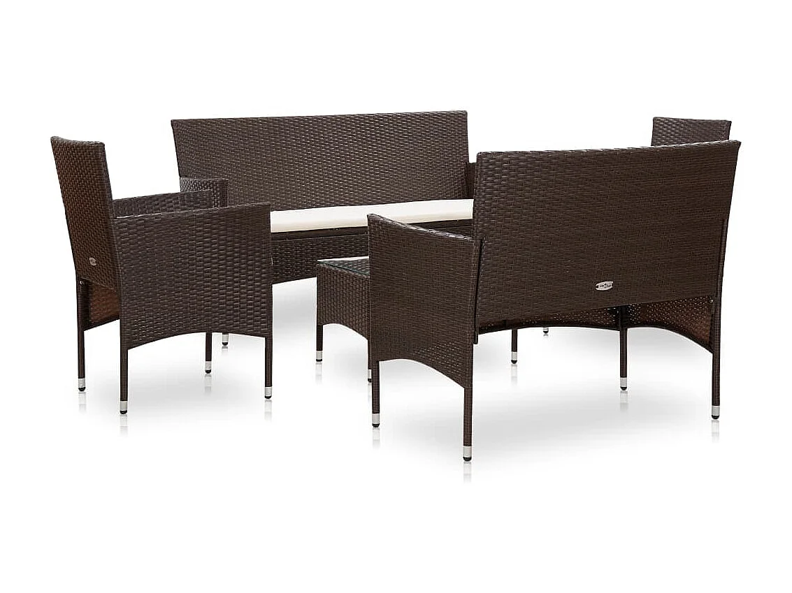 Salon de jardin 5 pcs avec coussins Résine tressée Marron 35