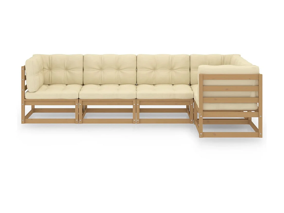 Salon de jardin 5 pcs avec coussins Bois de pin massif 20