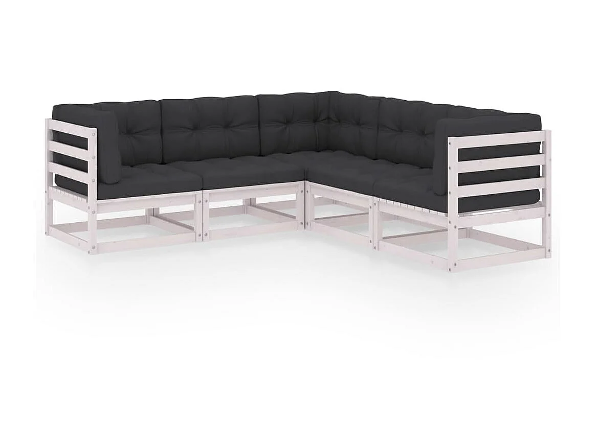 Salon de jardin 5 pcs avec coussins Bois de pin massif 24