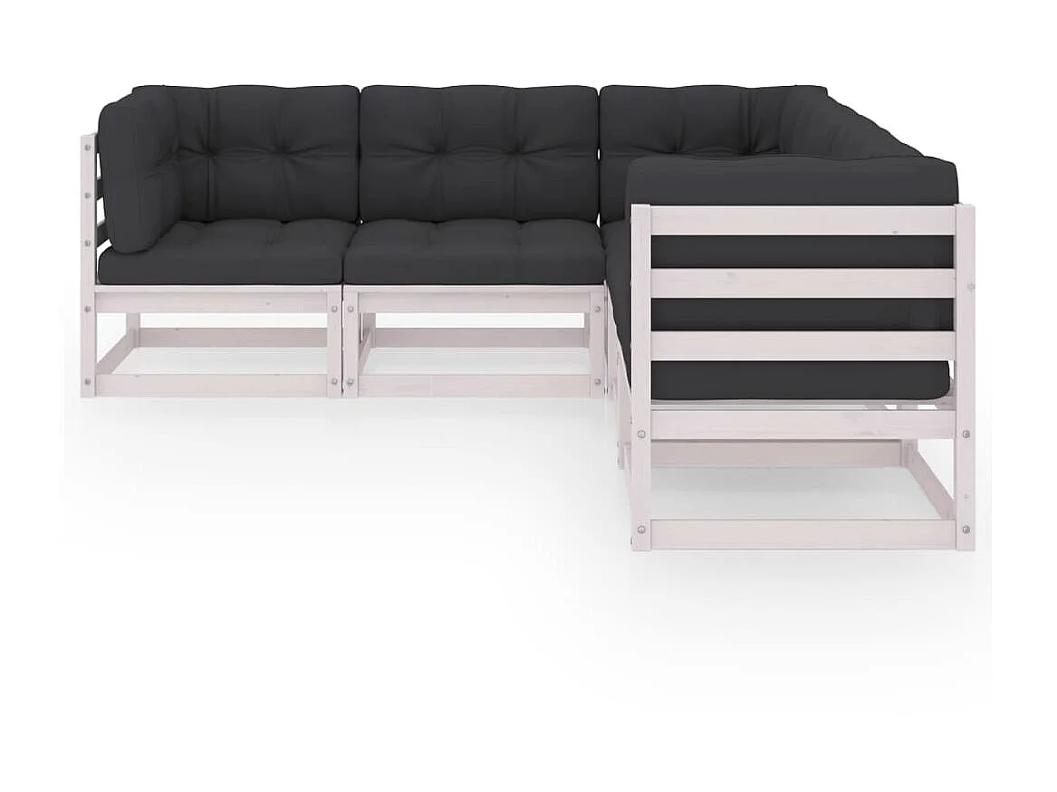 Salon de jardin 5 pcs avec coussins Bois de pin massif 24