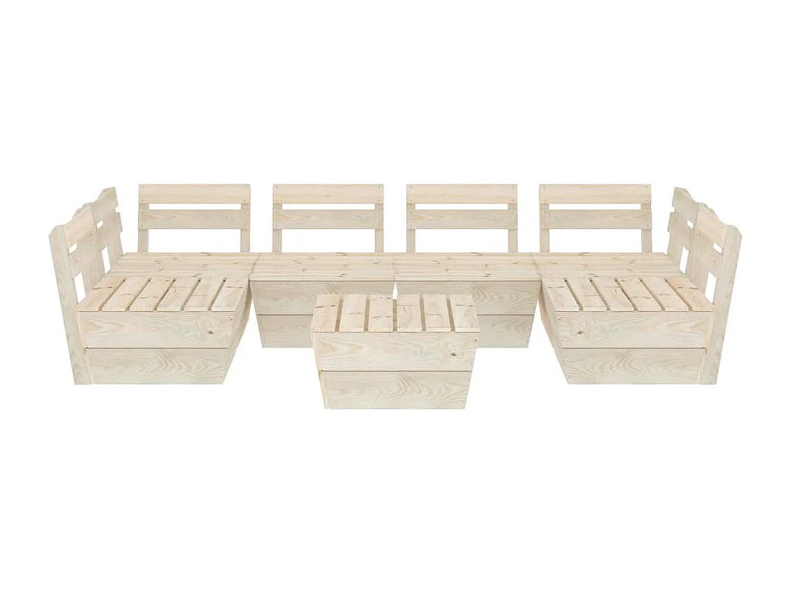 Salon de jardin palette 7 pcs Bois d'épicéa imprégné 2