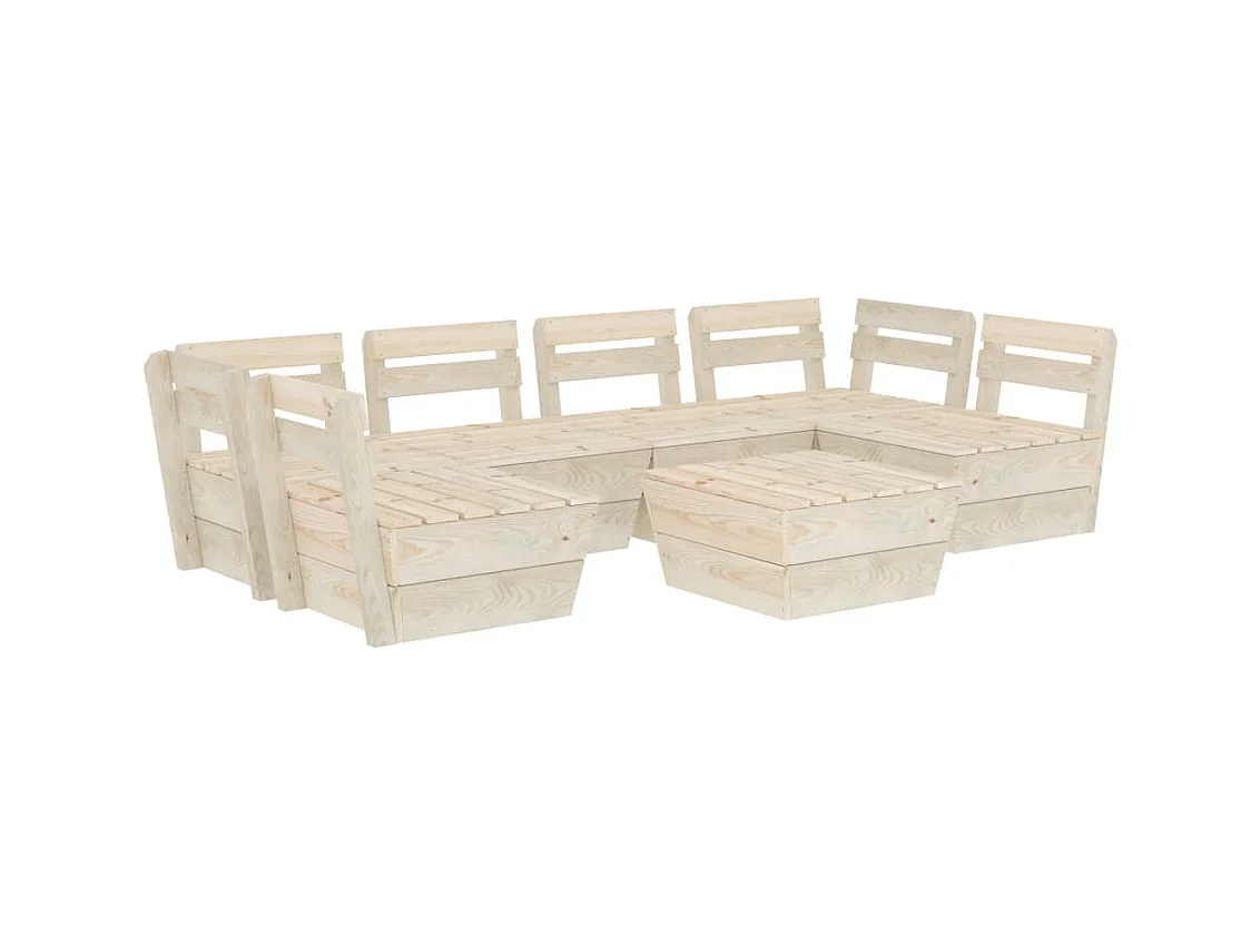 Salon de jardin palette 7 pcs Bois d'épicéa imprégné 2