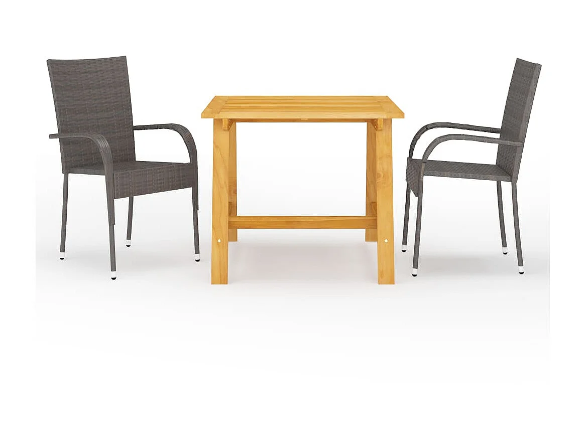 Ensemble de salle à manger de jardin 3 pcs Marron 13