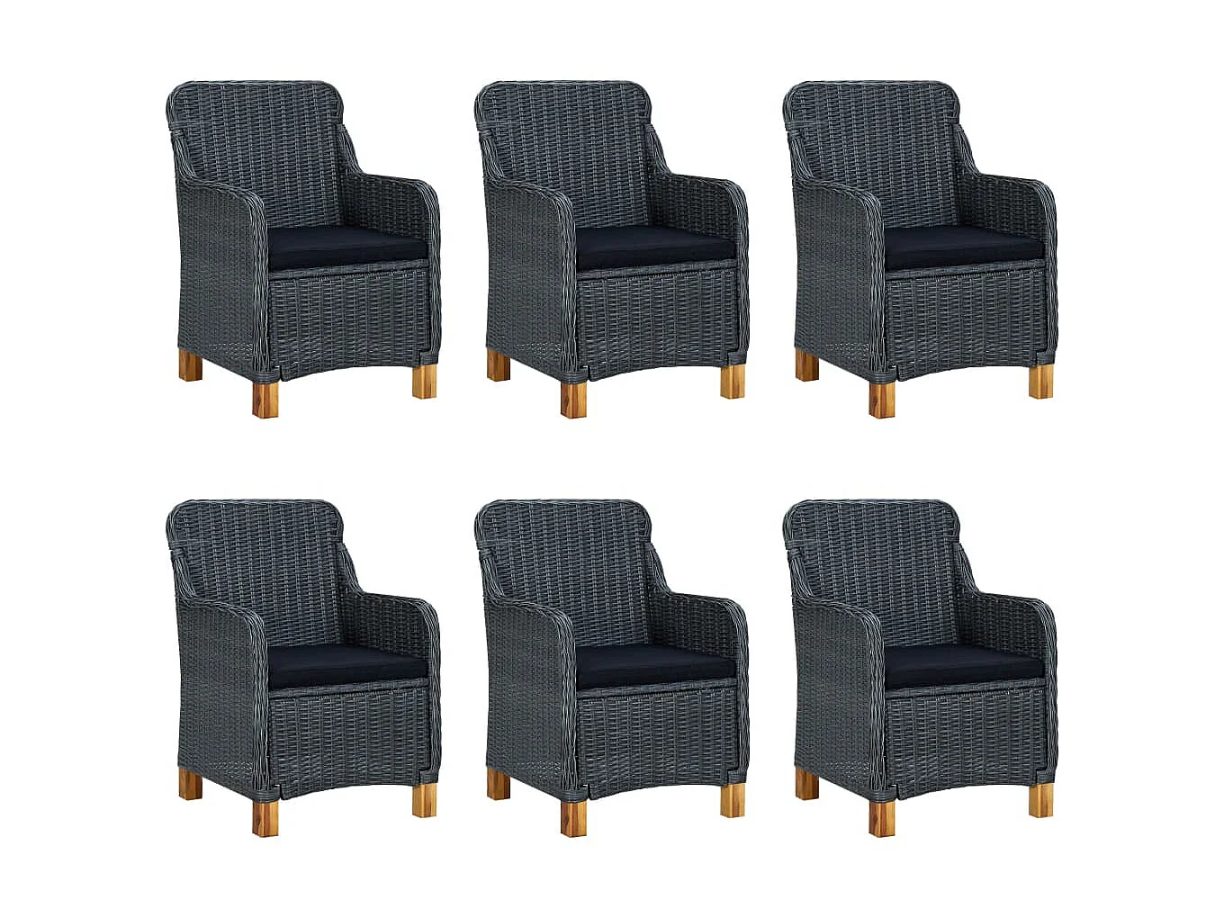 Mobilier à dîner 9 pcs avec coussins Résine tressée Gris foncé 8
