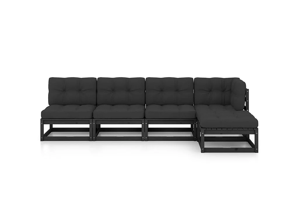 Salon de jardin 5 pcs avec coussins Bois de pin massif 81