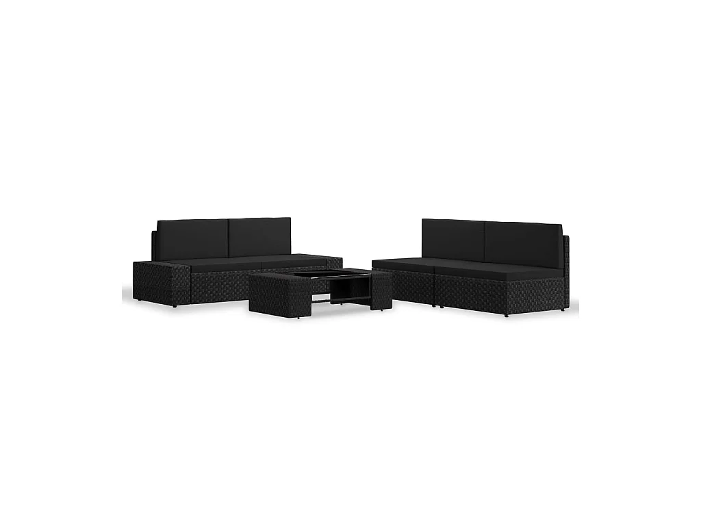 Salon de jardin 5 pcs Résine tressée Noir 2