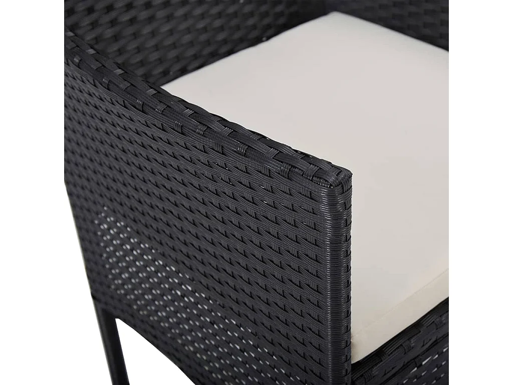 Ensemble à dîner de jardin 5 pcs Noir Résine tressée et acacia 3