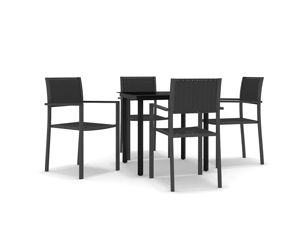 Ensemble de salle à manger de jardin 5 pcs Noir 21