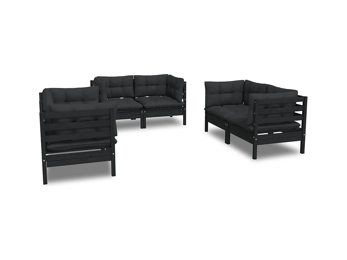 Salon de jardin 6 pcs avec coussins Bois de pin massif 6