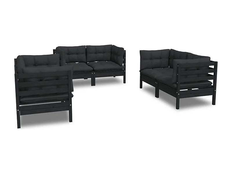 Salon de jardin 6 pcs avec coussins Bois de pin massif 6